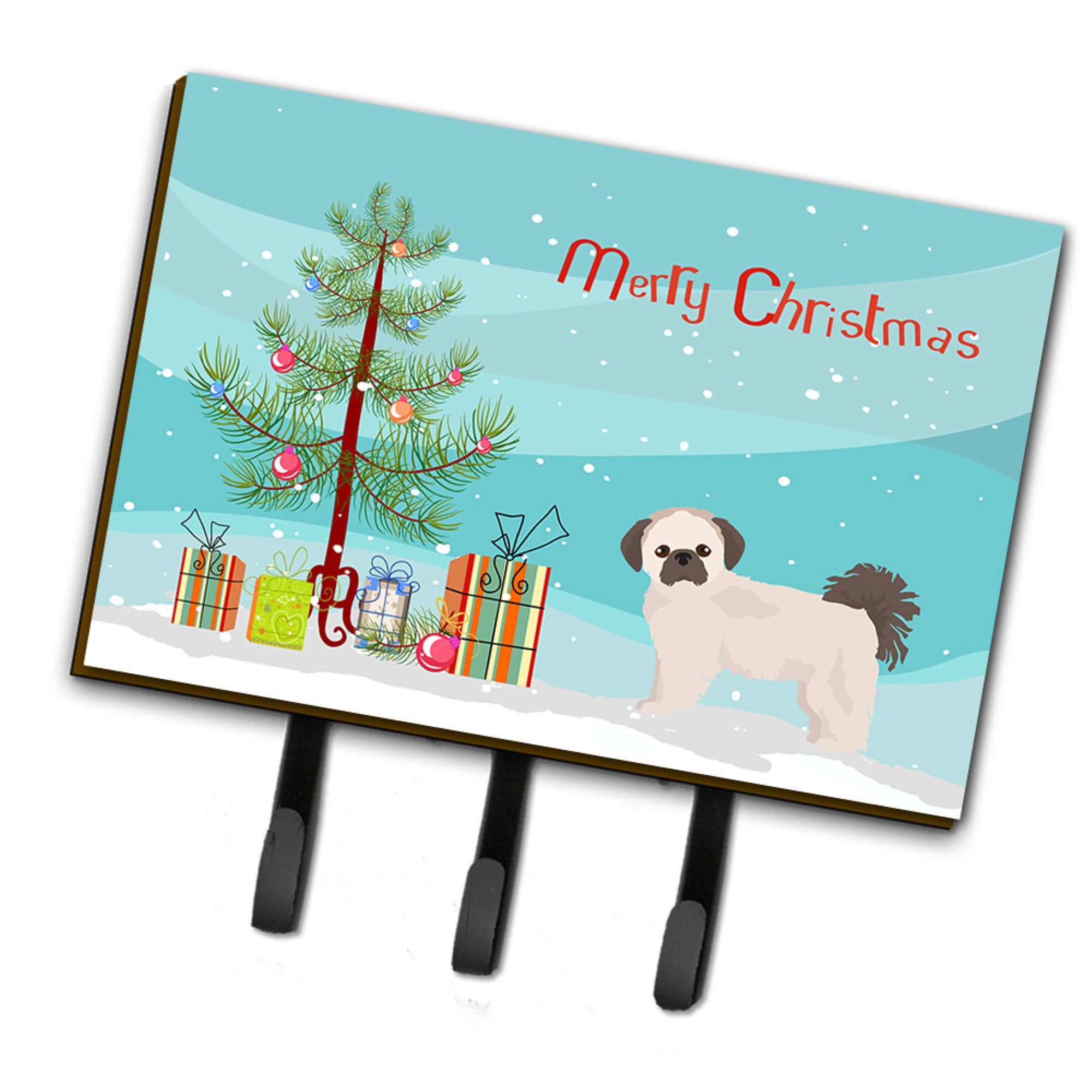 Caroline'S Treasures Pekeapoo Christmas Tree Leash Or Key Holder Hooks, Multicolor